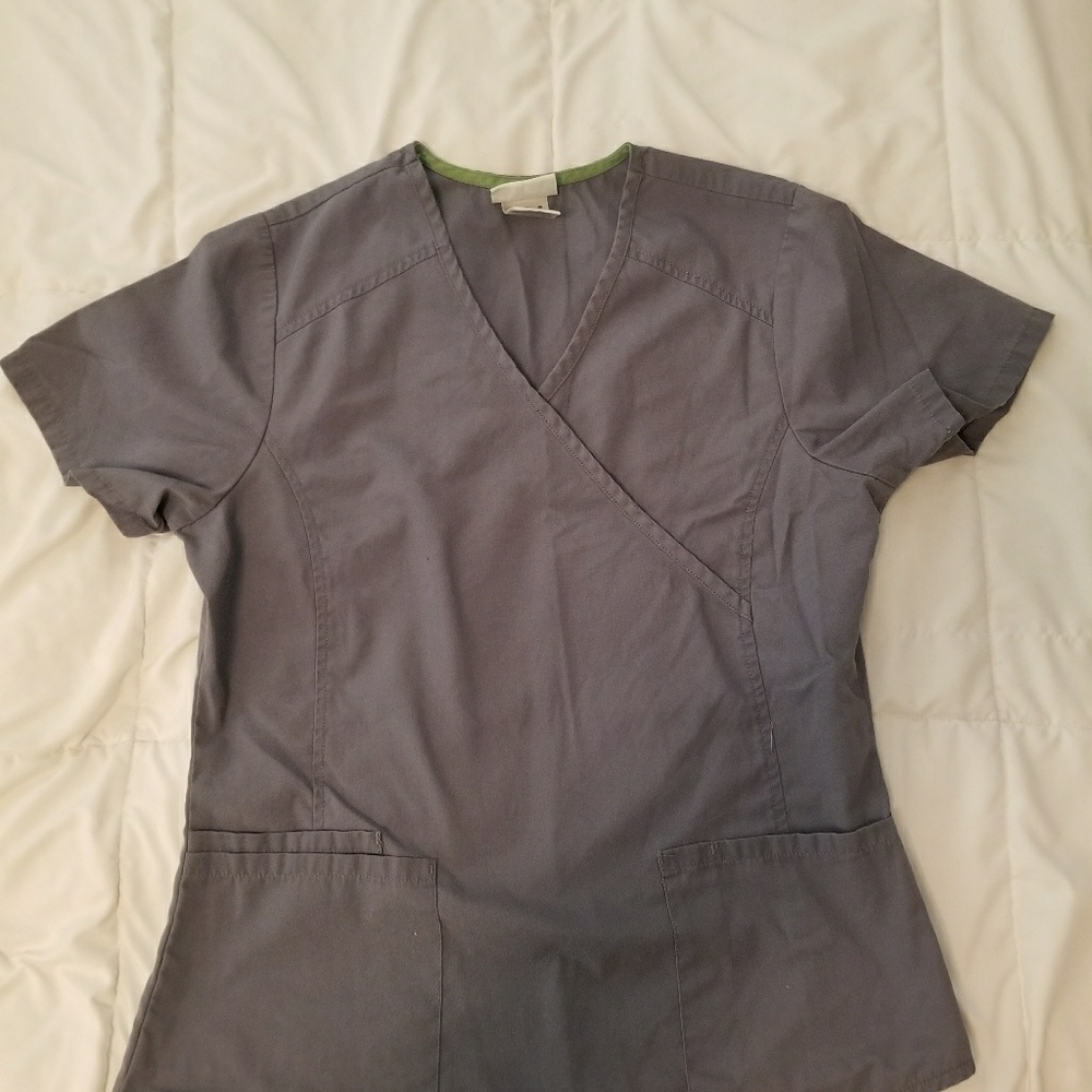 Gray scrub top